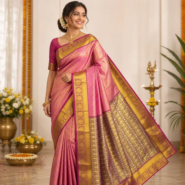 Poombavai_Shining_Tissue_Silk_Saree_Pink