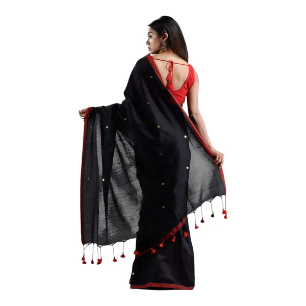 Khadi_Cotton_Sarees_Black_With_Red
