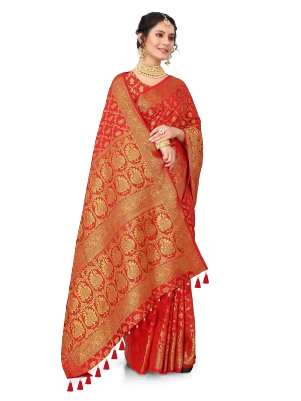 Self_Design_Patola_Cotton_Silk_Sarees_Orange