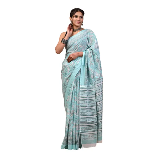 Cotton_Mulmul_Sarees_With_Blouse_Piece_Light_Blue_Cotton_Adults