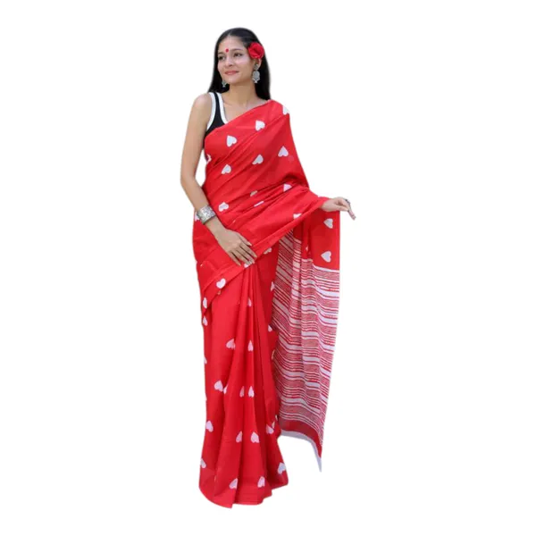 Cotton_Mulmul_Sarees_With_Blouse_Piece_Dark_Pink_Cotton_Adults