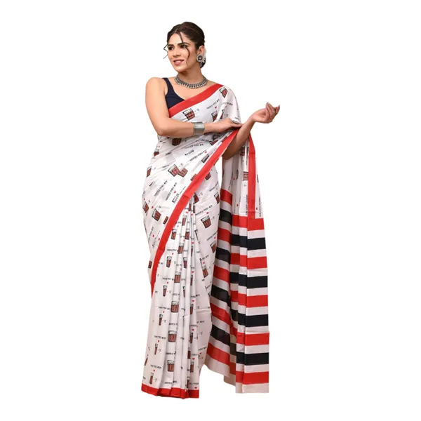 Cotton_Mulmul_Sarees_With_Blouse_Piece_Off_White_With_Red_Cotton_Adults