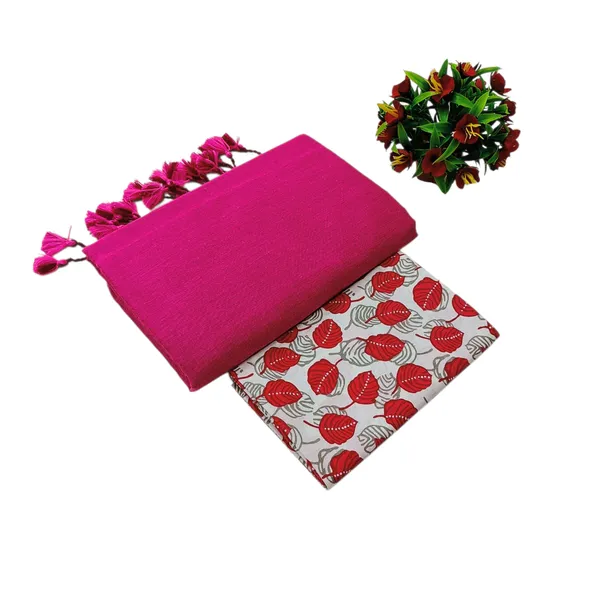 Pure_Khadi_Soft_Cotton_Sarees_Rani_Pink_Cotton_Female