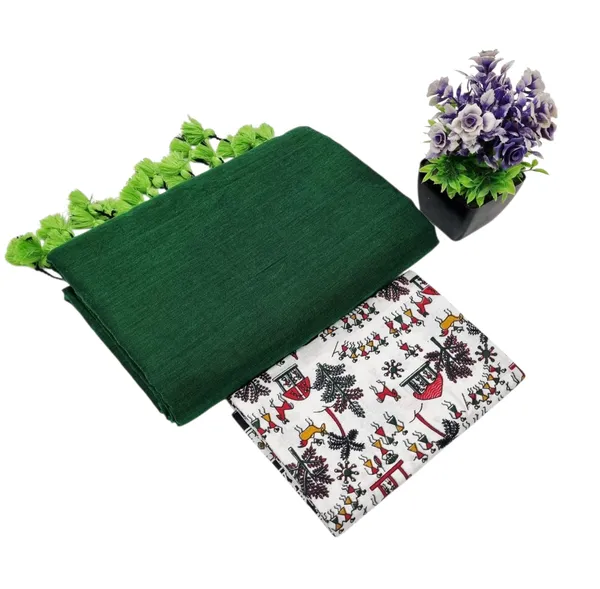 Pure_Khadi_Soft_Cotton_Sarees_Dark_Green_Cotton_Female