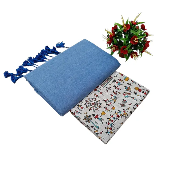 Pure_Khadi_Soft_Cotton_Sarees_Sea_Blue_Cotton_Female