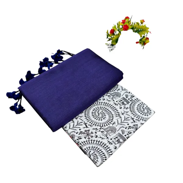 Pure_Khadi_Soft_Cotton_Sarees_Dark_Blue_Cotton_Female