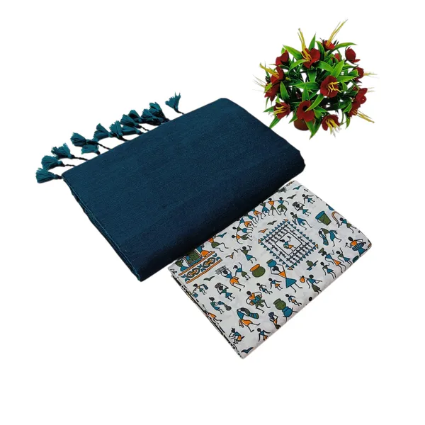 Pure_Khadi_Soft_Cotton_Sarees_Peacock_Blue_Cotton_Female