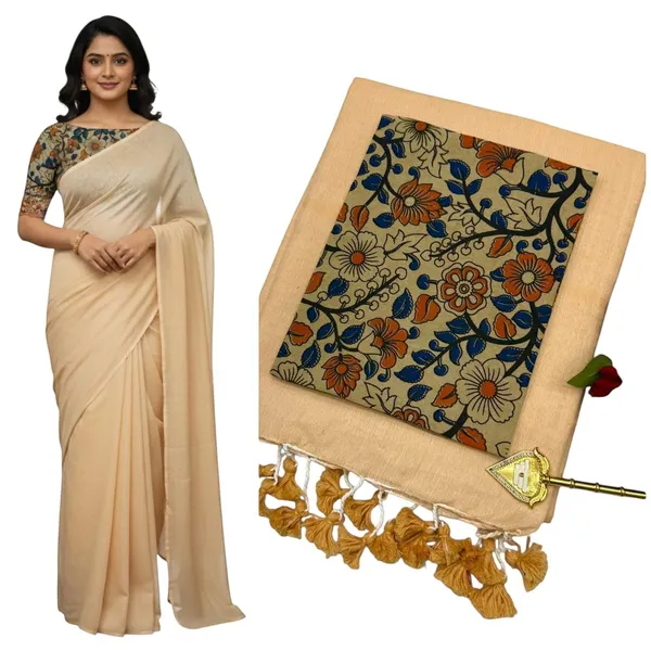Elegant_Woven_Saree_With_Tassels_Beige_Cotton_Female