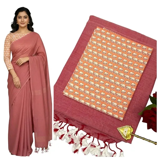 Elegant_Woven_Saree_With_Tassels_Peach_Cotton_Female