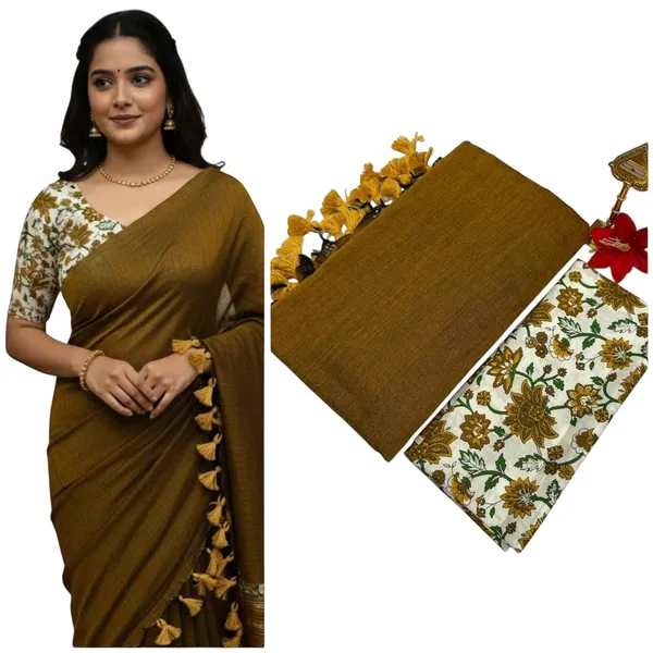 Elegant_Woven_Saree_With_Tassels_Early_Brown_Cotton_Female