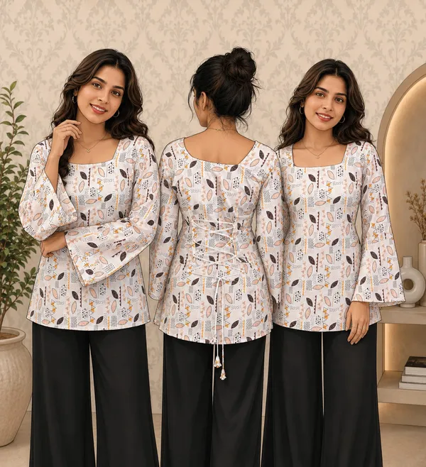 Elegant_Women's_Rayon_Top_Floral_Print_Bell_Sleeves_Back_Dori_Style_White