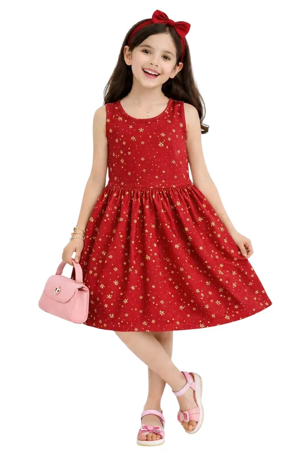 Girls_Printed_Frock_Dress_Red