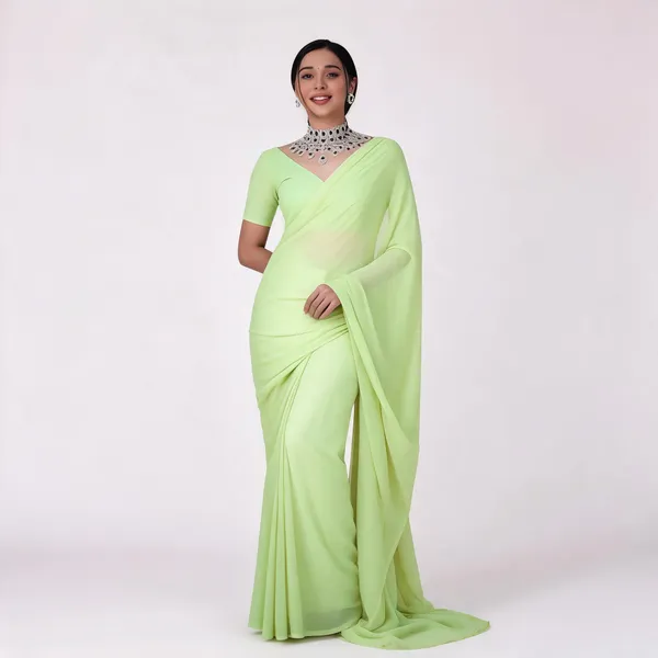 1_Min_Ready_To_Wear_Saree_Blooming_Georgette_Saree_Pista_Green