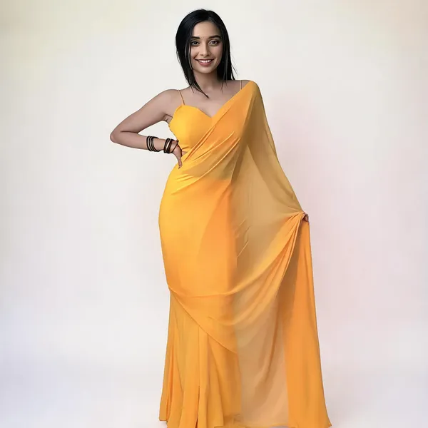 1_Min_Ready_To_Wear_Saree_Blooming_Georgette_Saree_Mustard_Yellow_With_Green