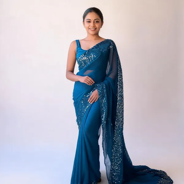 Georgette_With_Sequence_Work_And_Cut_Work_Border_Blue