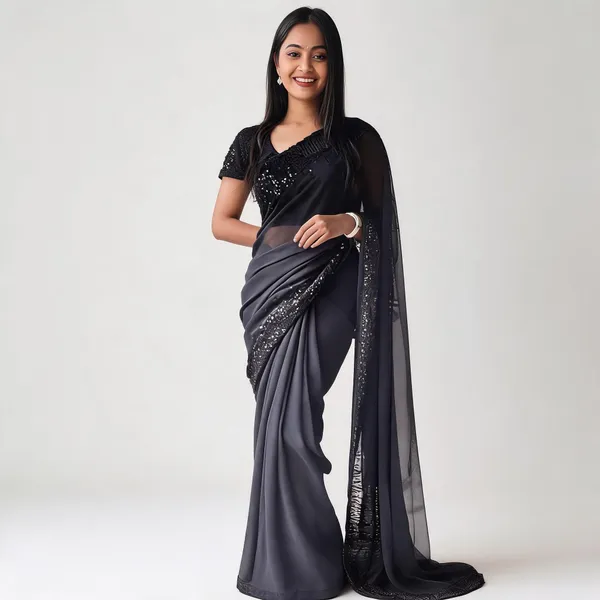 Georgette_With_Sequence_Work_And_Cut_Work_Border_Black