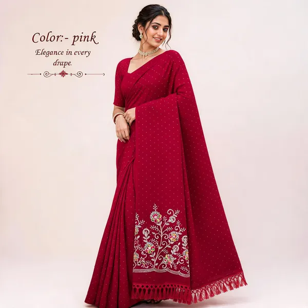 Georgette_Saree_With_All_Over_Siroki_Diamond_With_Fancy_Zalar_Cherry_Red