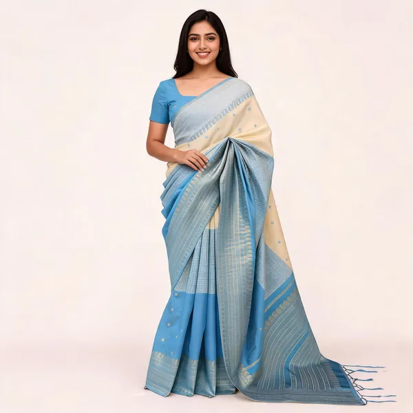 Kalyani_Cotton_With_Gold_Zari_Silk_Saree_Blue_Adults_Female