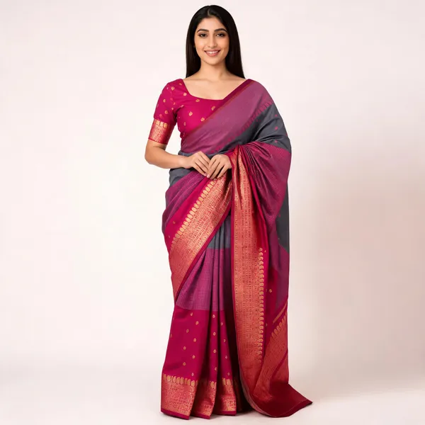 Kalyani_Cotton_With_Gold_Zari_Silk_Saree_Multicolor_Adults_Female
