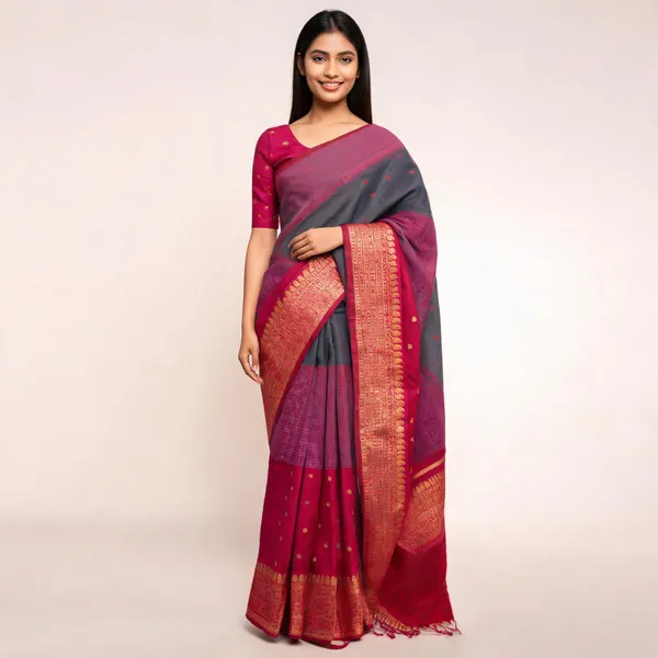 Kalyani_Cotton_With_Gold_Zari_Silk_Saree_Multicolor_Adults_Female