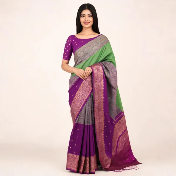 Kalyani_Cotton_With_Gold_Zari_Silk_Saree_Beige_Adults_Female