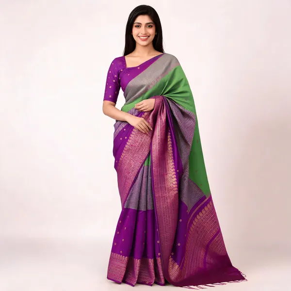 Kalyani_Cotton_With_Gold_Zari_Silk_Saree_Beige_Adults_Female