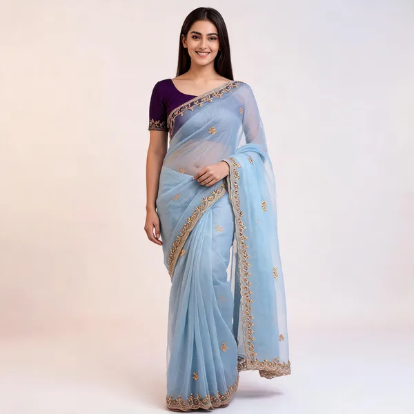 Organza_Sarees_With_Work_Blue