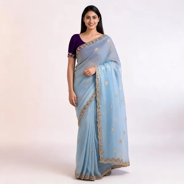 Organza_Sarees_With_Work_Blue