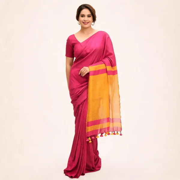 Khadi_Cotton_Sarees_Dark_Pink1