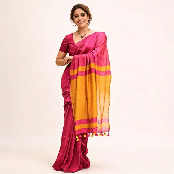 Khadi_Cotton_Sarees_Dark_Pink1