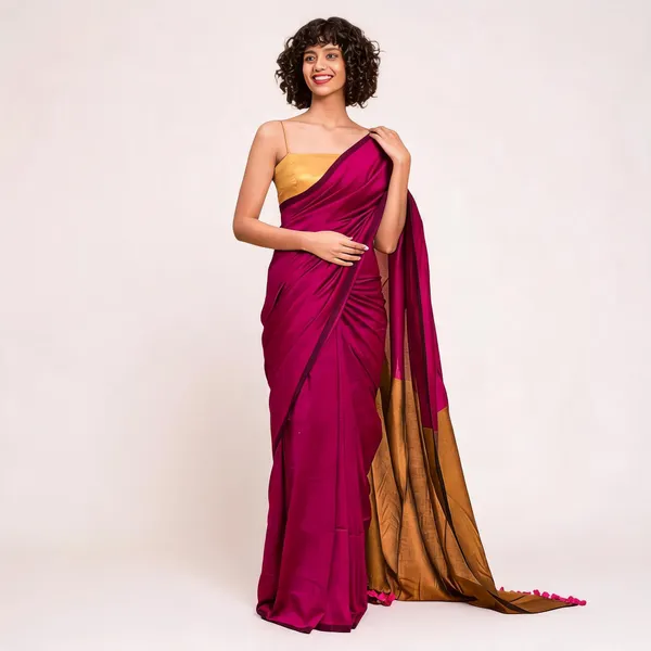 Khadi_Cotton_Sarees_Cherry_Red_With_Yellow
