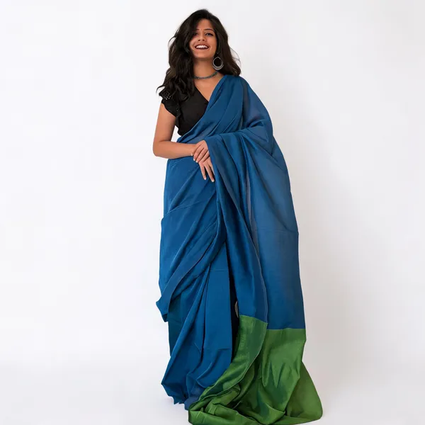 Khadi_Cotton_Sarees_Royal_Blue_With_Green