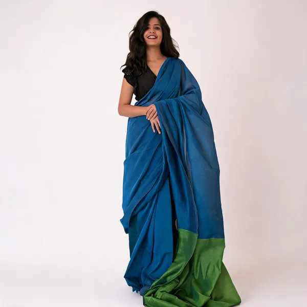 Khadi_Cotton_Sarees_Royal_Blue_With_Green