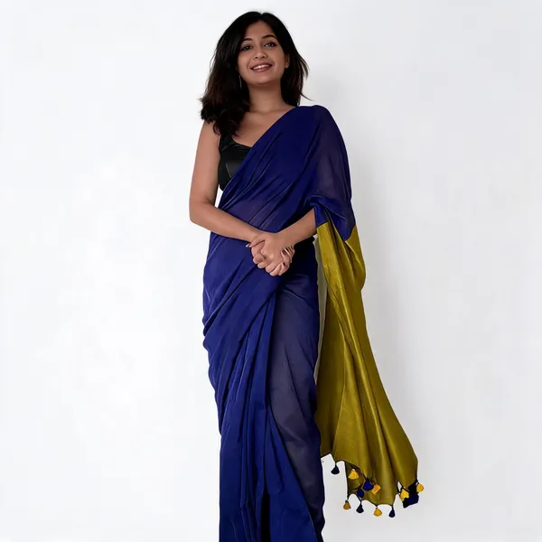 Khadi_Cotton_Sarees_Royal_Blue_With_Yellow