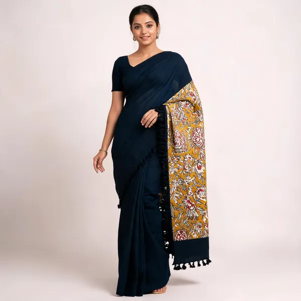 Khadi_Cotton_Sarees_Peacock_Blue