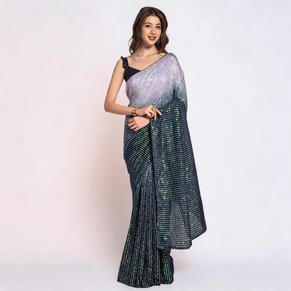 Vichitra_Silk_Sarees_Grey_Black