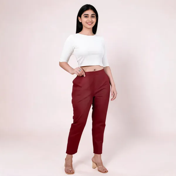Women's_Regular_Cotton_Pants_Wine_Red