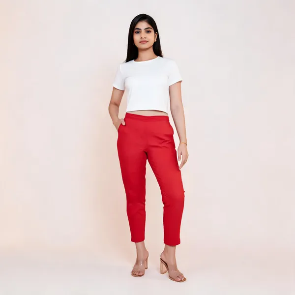 Women's_Regular_Cotton_Pants_Cherry_Red