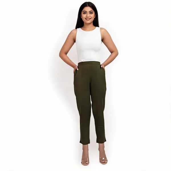 Women's_Regular_Cotton_Pants_Bottle_Green