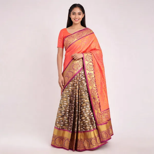 Poombavai_Shining_Tissue_Silk_Saree_Orange