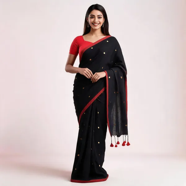 Khadi_Cotton_Sarees_Black_With_Red