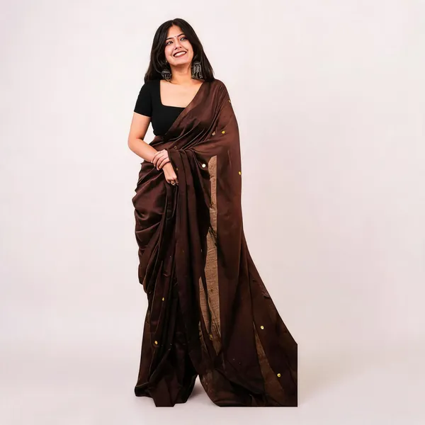 Khadi_Cotton_Sarees_Coffee_Brown