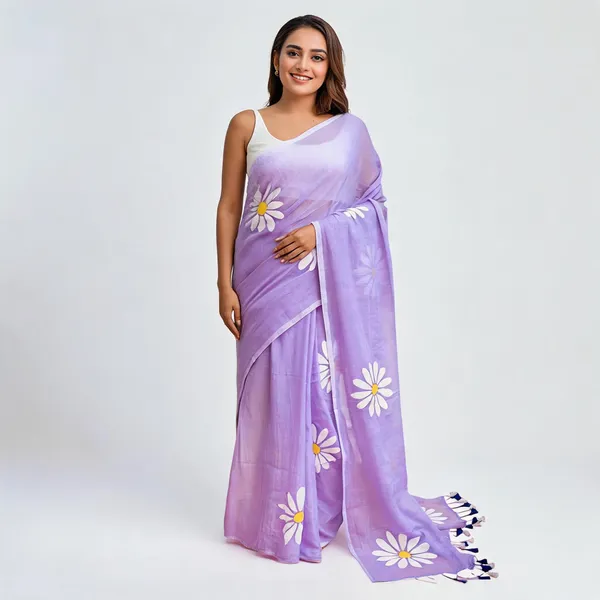 Linen_Sarees_With_Tassels_Pastel_Lavender