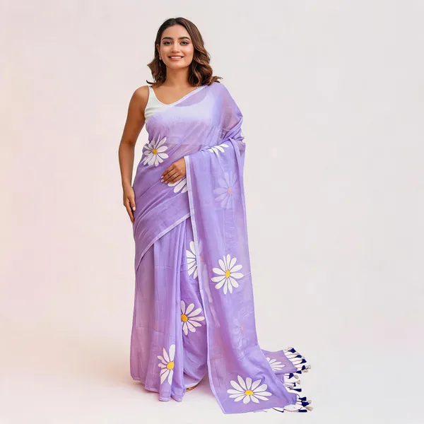 Linen_Sarees_With_Tassels_Pastel_Lavender