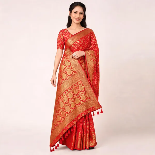 Self_Design_Patola_Cotton_Silk_Sarees_Orange