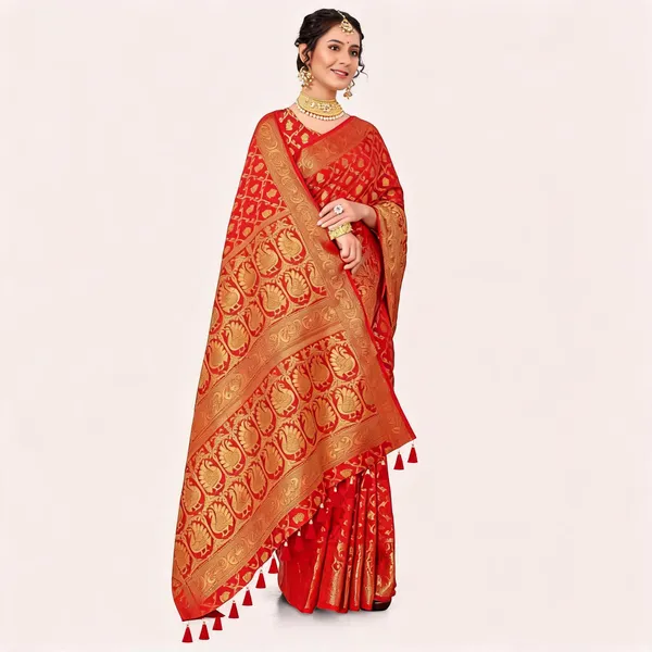 Self_Design_Patola_Cotton_Silk_Sarees_Orange