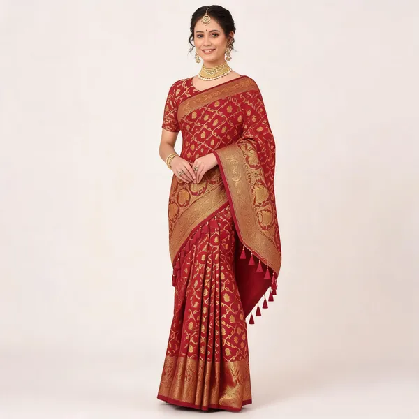 Self_Design_Patola_Cotton_Silk_Sarees_Red