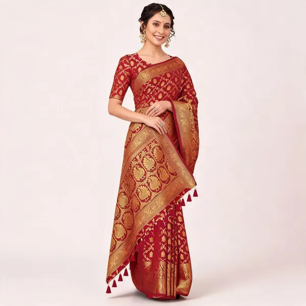 Self_Design_Patola_Cotton_Silk_Sarees_Red