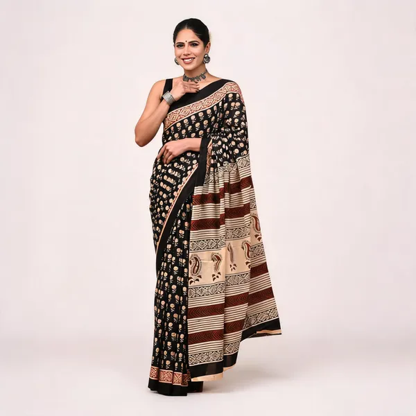 Cotton_Mulmul_Sarees_With_Blouse_Piece_Coffee_Brown_Cotton_Adults