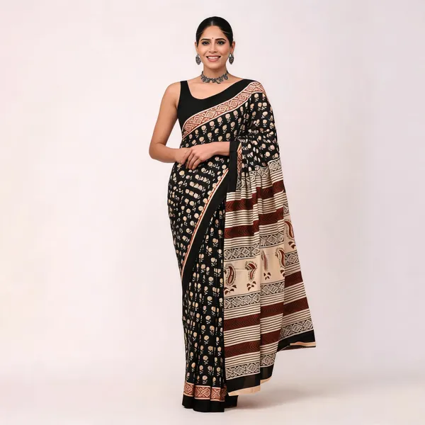 Cotton_Mulmul_Sarees_With_Blouse_Piece_Coffee_Brown_Cotton_Adults